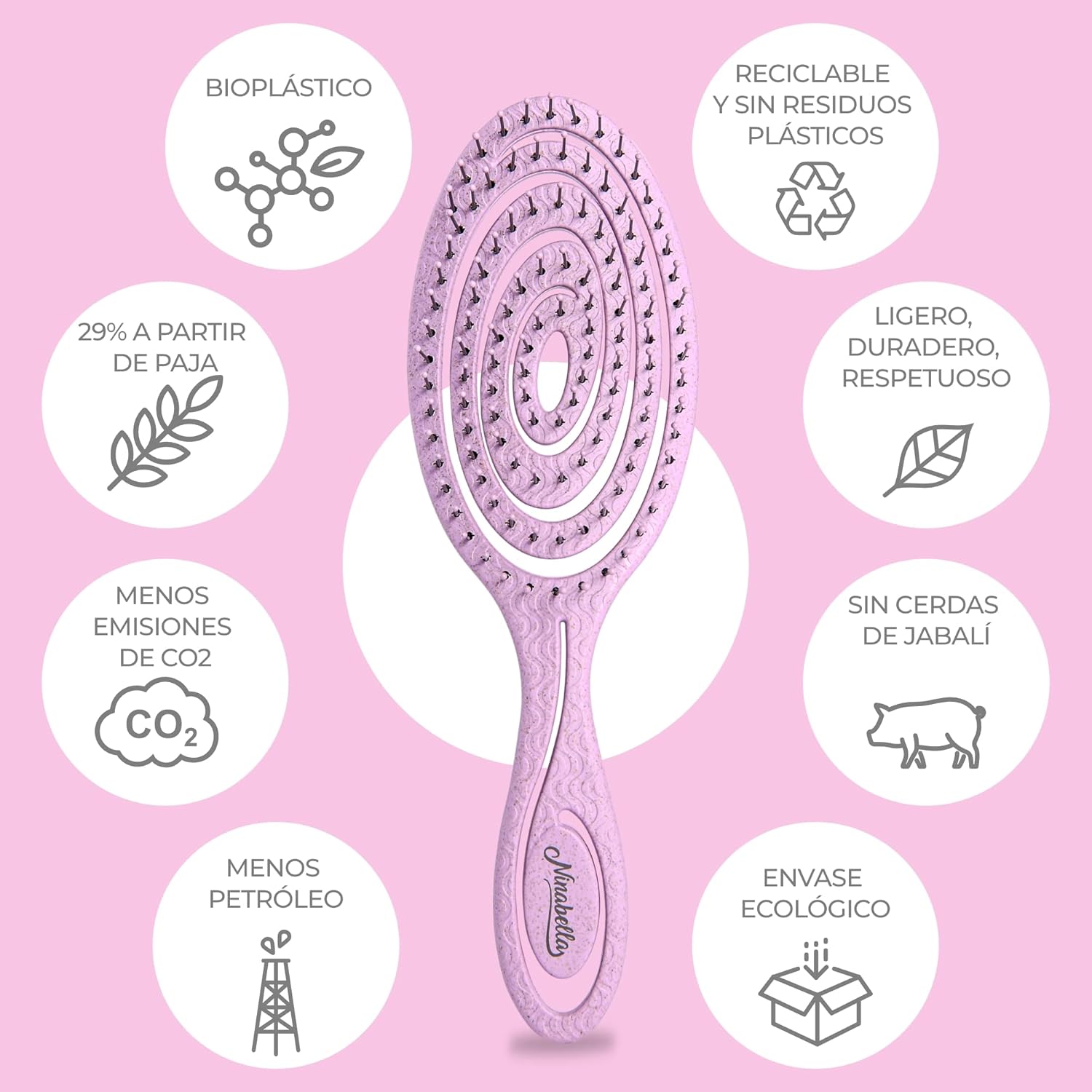 Ninabella Cepillo Pelo Antitirones - Cepillo Pelo Mojado Antirotura Para Mujer Y Hombre - Peine Antienredos Niños Y Niñas - Cepillos Para Alisar Cabello Rizado Liso O Mojado
